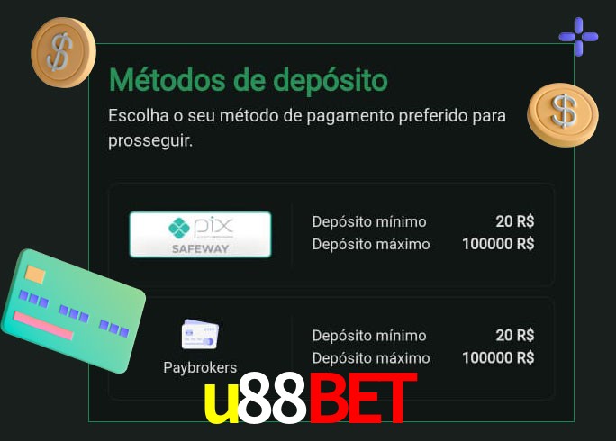 O cassino u88bet oferece uma grande variedade de métodos de pagamento